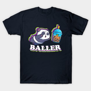 Baller Bubble Tea Funny Boba Tea Kawaii Panda T-Shirt